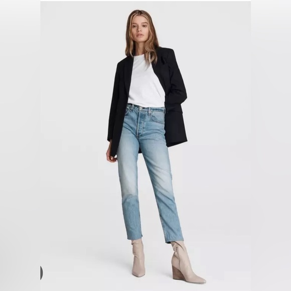 Rag and Bone. Nina high rise ankle cigarette. Button-fly 100% cotton Sz30, Tulip - Picture 14 of 16